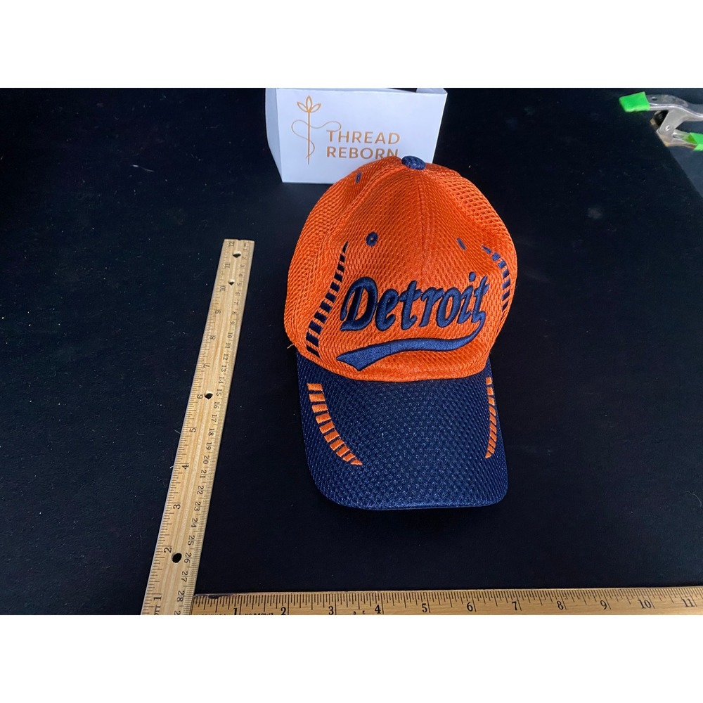 Detroit Hat Baseball Cap Orange Blue Adjustable Mesh Back